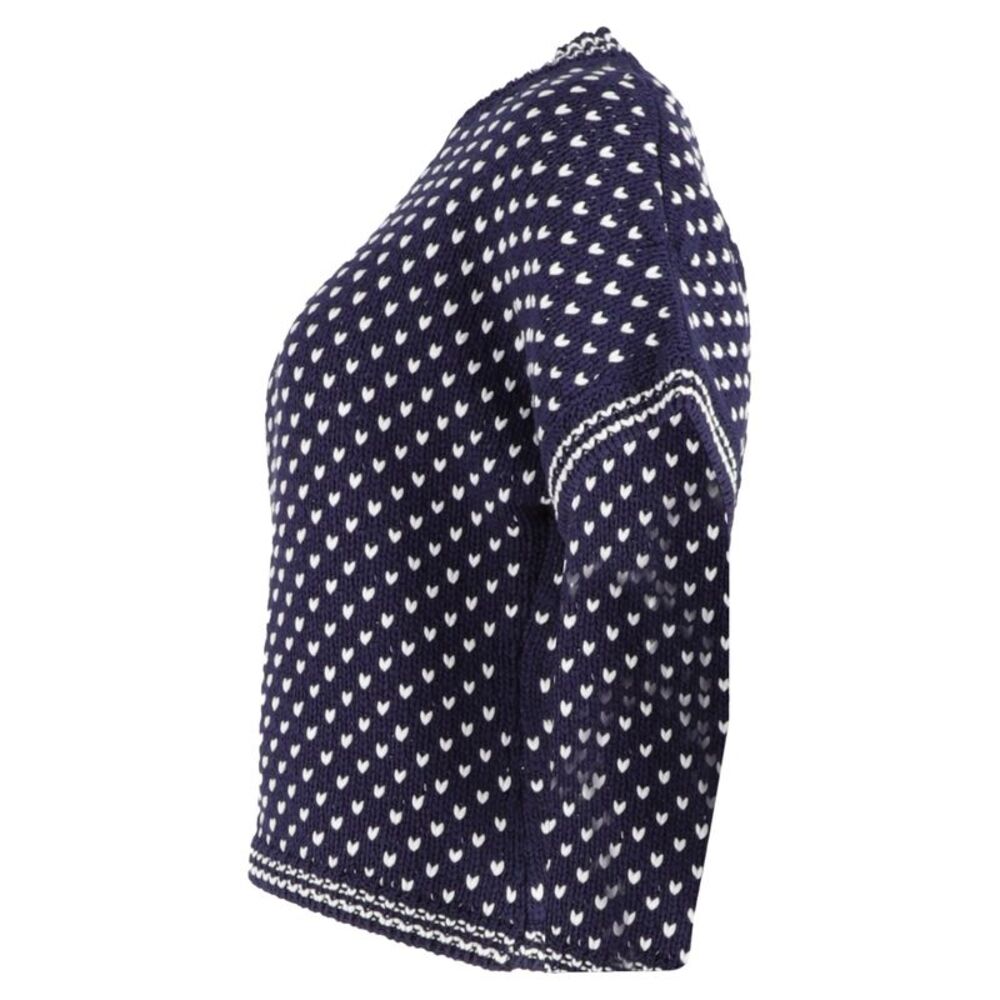 Loro Piana Intarsia-Knit Top in Navy Blue Cotton - Picture 2 of 3
